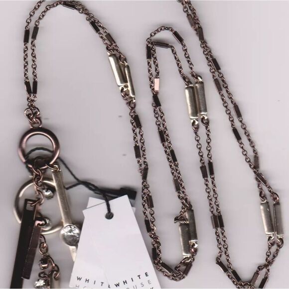 WHITE HOUSE BLACK MARKET CONVERTIBLE CHARM PENDANT CHOCOLATE NECKLACE NWT 18 3/8 - Picture 4 of 4